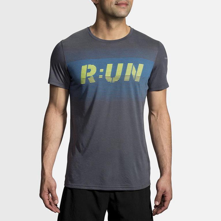 Brooks Distance Graphic Hardloopshirt voor Heren Blauw (BJACW-8024)